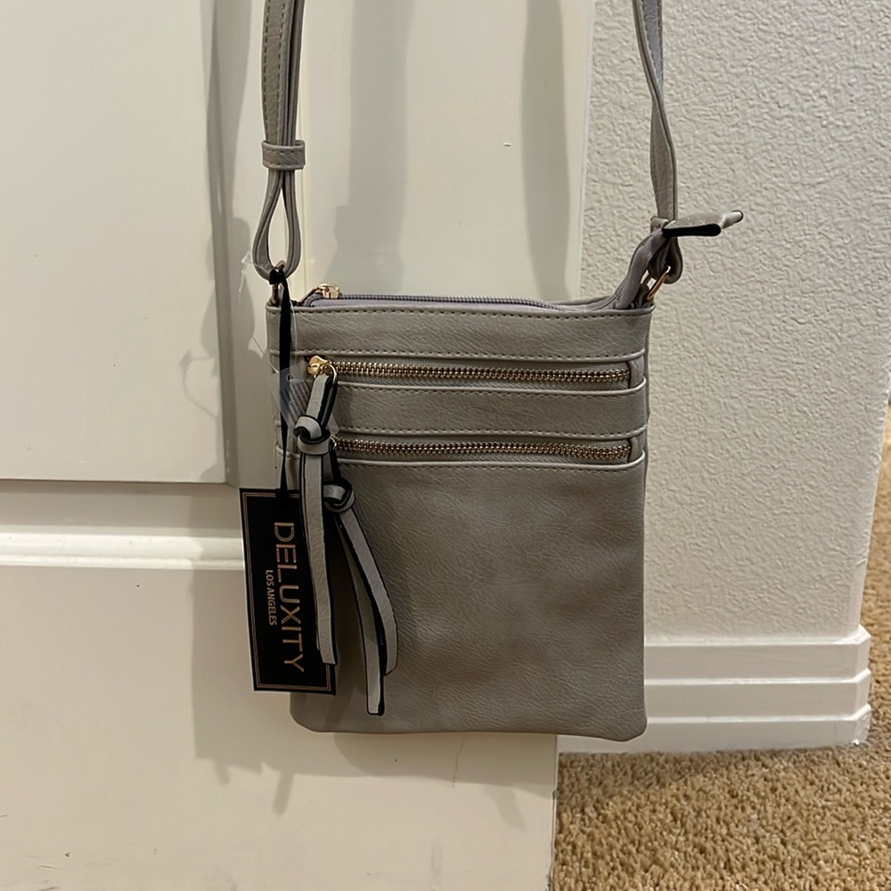 Leather Crossbody - Grey